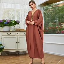 

Batwing Dubai Abaya Saudi Arabia Turkey Islam Arabic Muslim Dress Abayas for Women Caftan Marocain Kaftan Robe Musulmane Longue
