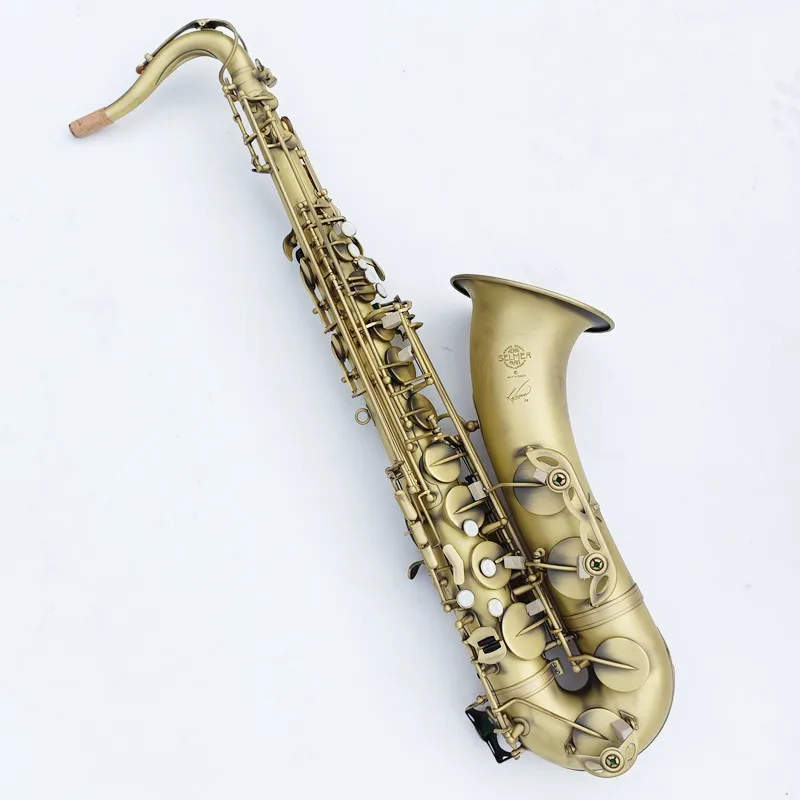 France 54 Profesyonel Tenor saksafon B d&uuml;z antika bakır sim&uuml;lasyon pirin&ccedil; g&ouml;vde Tenor sax ağızlık vaka