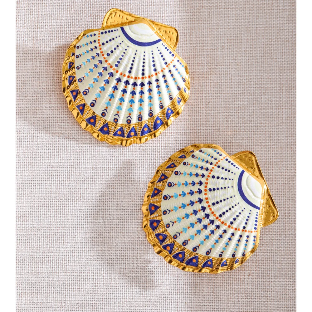 Yhpup Jewelry Metal Shell Big Earrings for Women Summer
