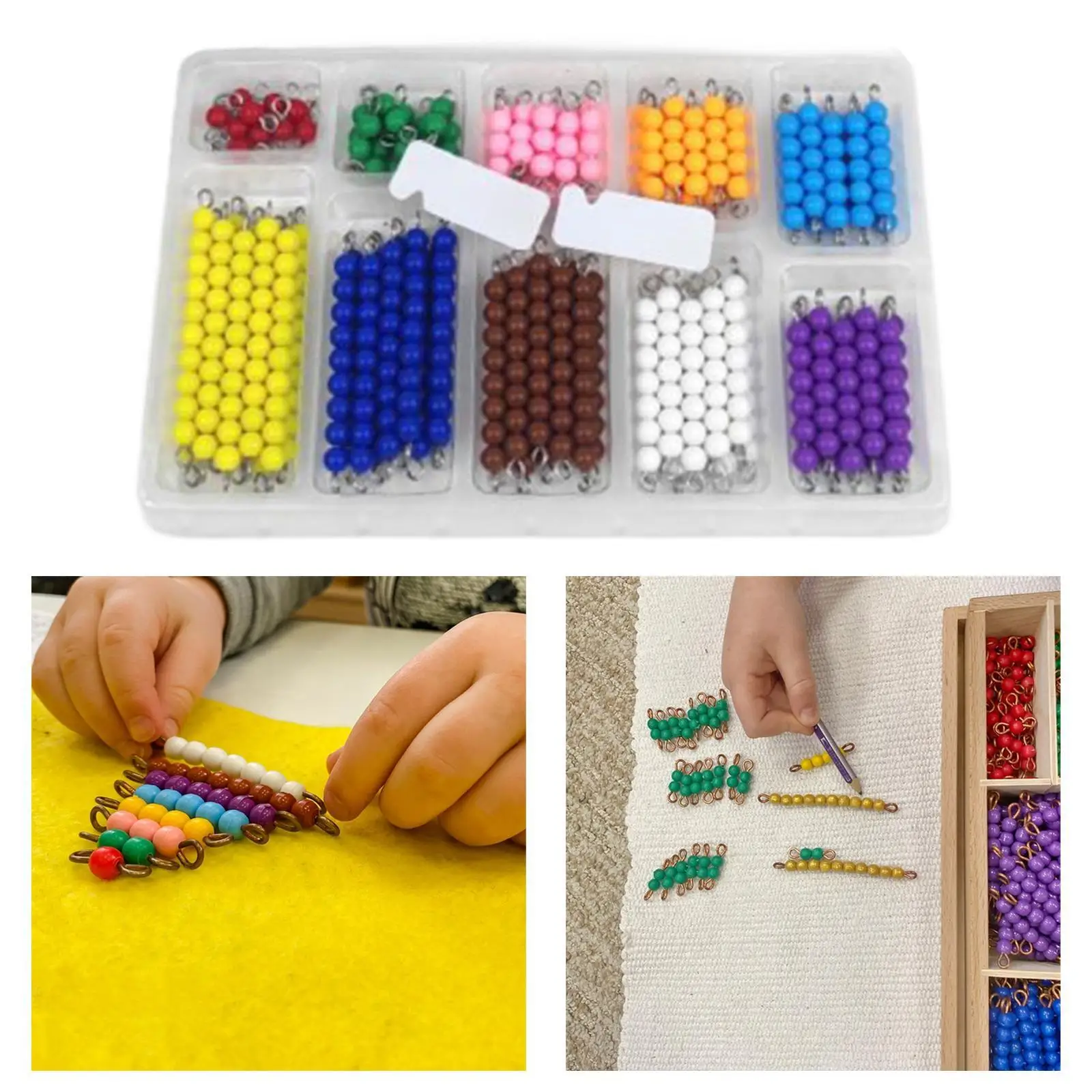 Wooden Math Teaching Toys Montessori Checker Board Beads Mathematics Teaching Aid Number Counting Preschool Learning Toy for Boys Girls Children Kids