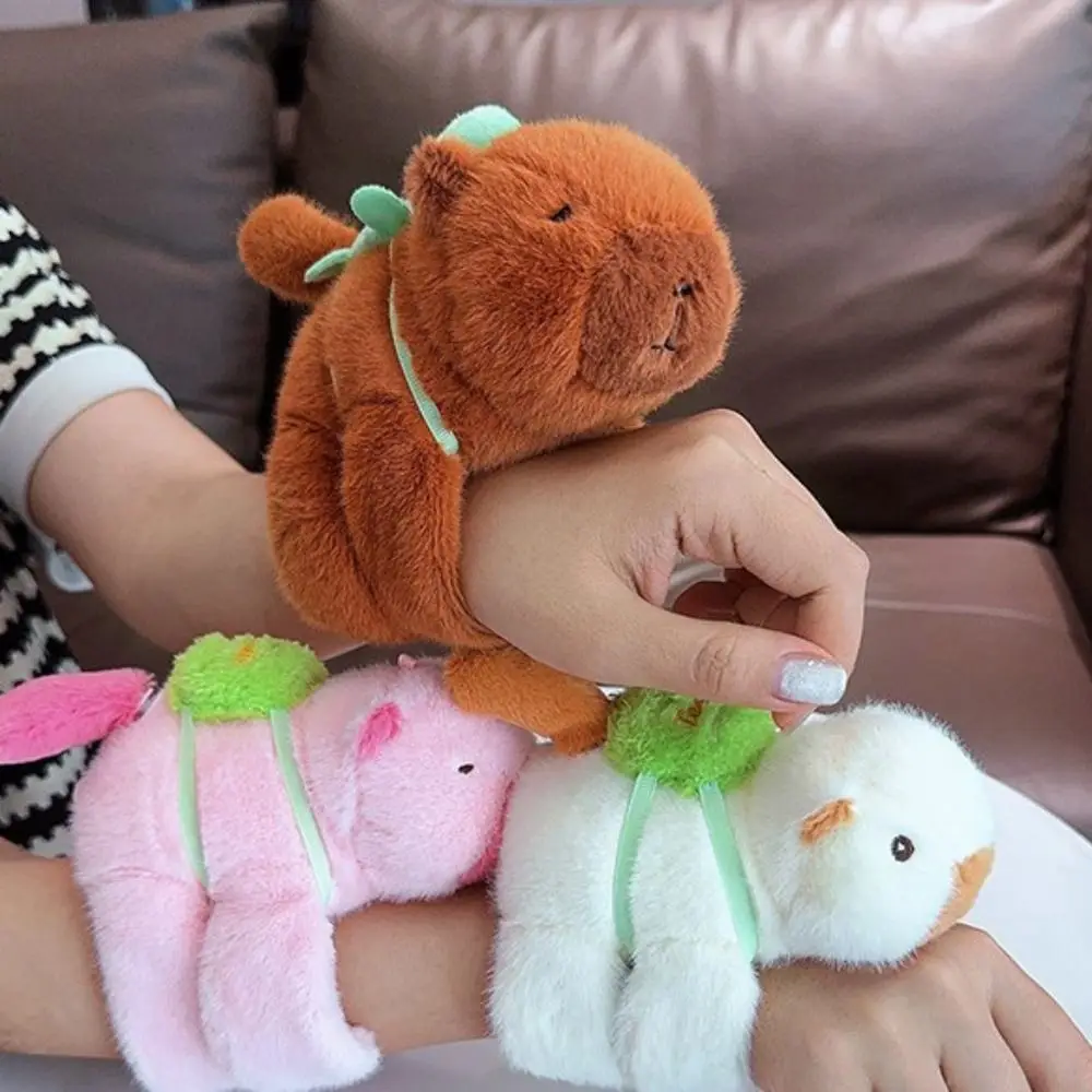 Capybara Rodent Slap Bracelet Series Wagging Tail Rotatable Plush Doll Slap Bracelet Wrist Style Cute Doll
