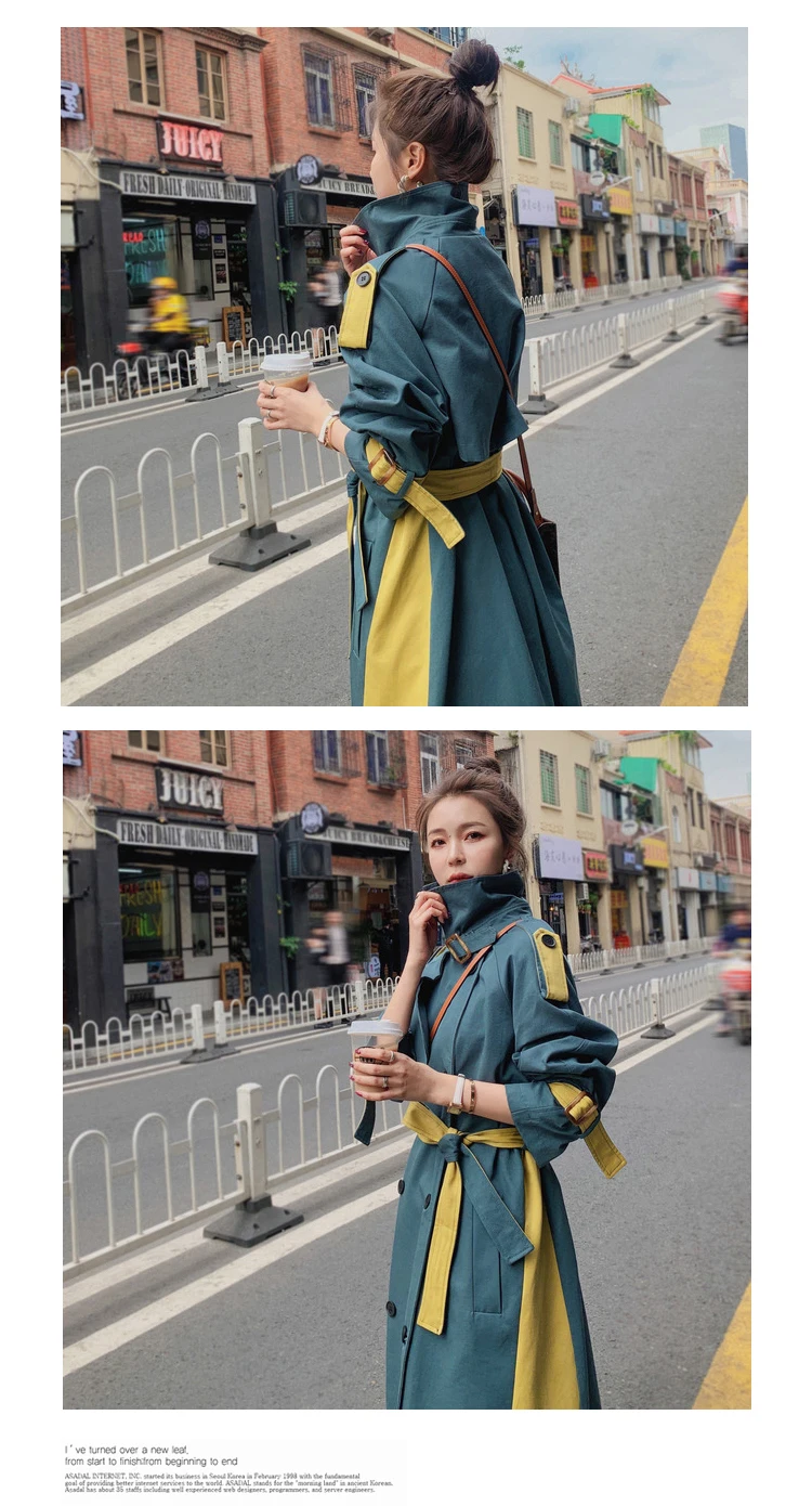 Korean Style Double-Breasted Trench Coat Women Oversize Long Loose Duster Coat For Lady Spring Autumn Outerwear With Belt parka coat