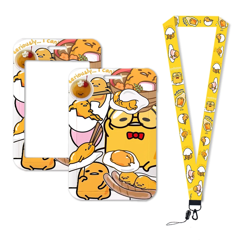 Sanrio Gudetama Lazy Egg Cute Card Holder Lanyard Neck Strap Keychain ID Card Badge Holder Hang Rope Student Accessories Gift 6
