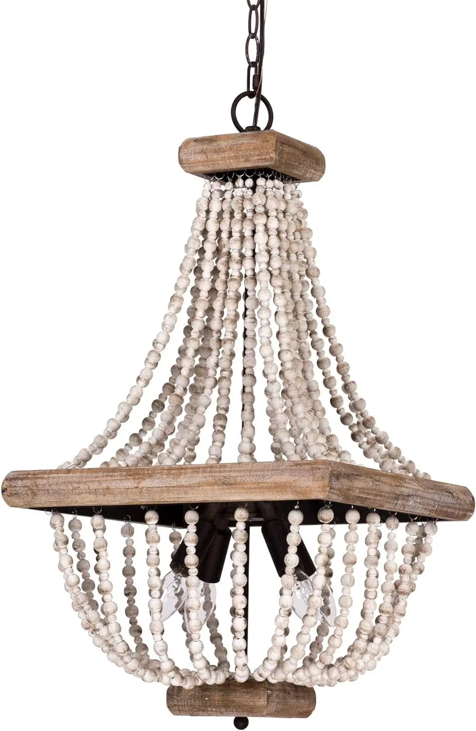 

Chandelier Light Fixture Bohemia Wood Beaded Chandelier Rustic Ceiling Light for Dining Room, 16 Inch Dinosaur Decorations for b
