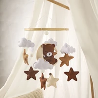 Baby Rattle Toy 0-12 Months Felt Wooden Mobile On The Bed For Newborn Music Box Bed Bell Hanging Toys Holder Bracket Infant Crib 1
