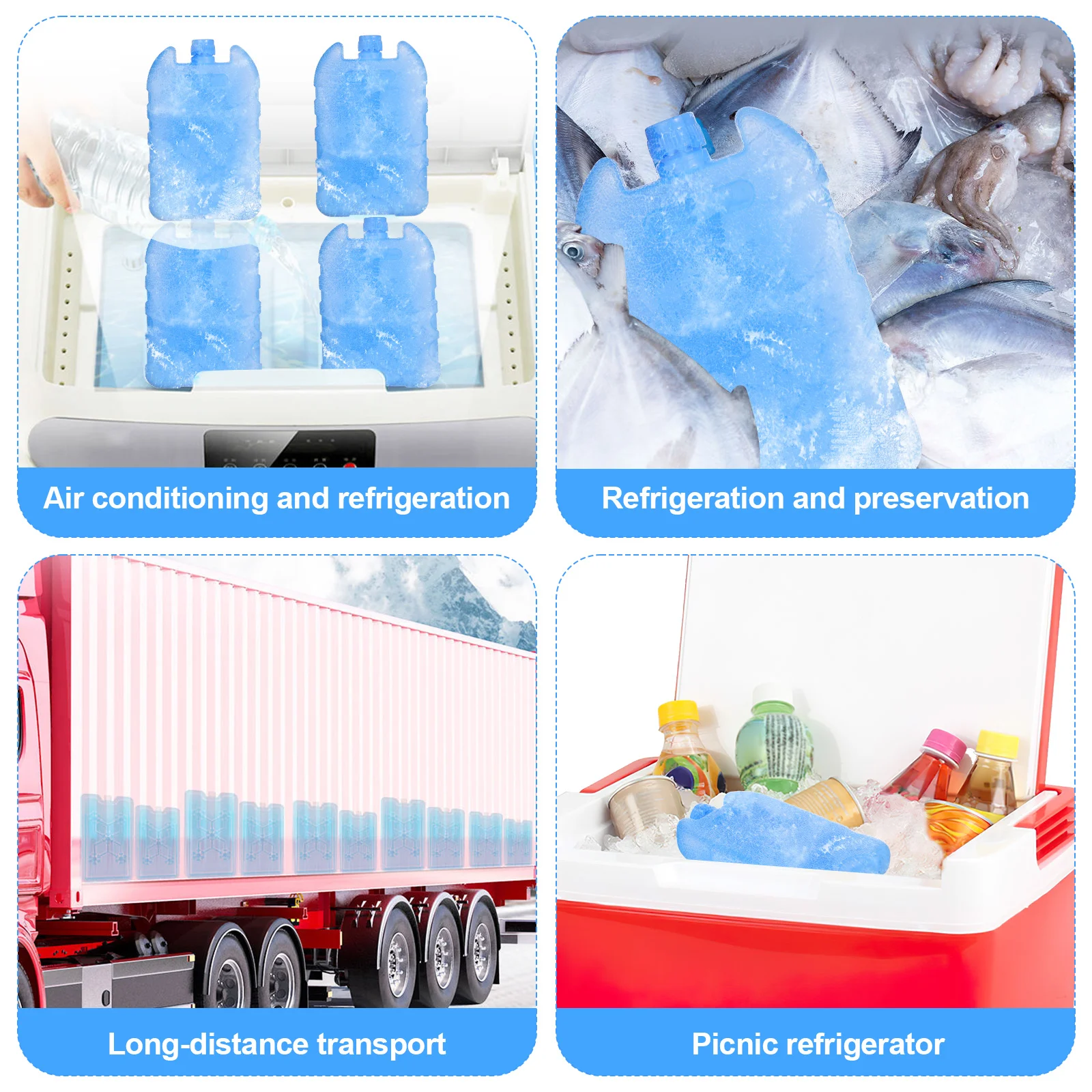 Ice Packs 4 Pcs For Coolers Freezer Lunch Box
