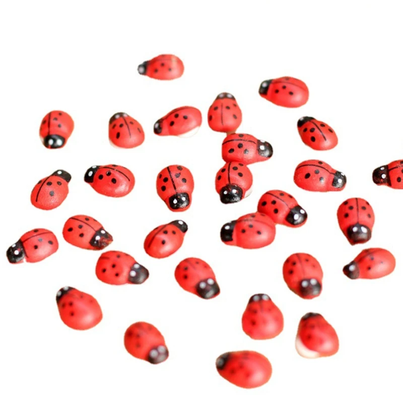 

Y1UB 100Pcs Painted Mini Wooden Flatback Miniature Figurine Embellishments DIY Craft Fairy Garden Bonsai Ornament