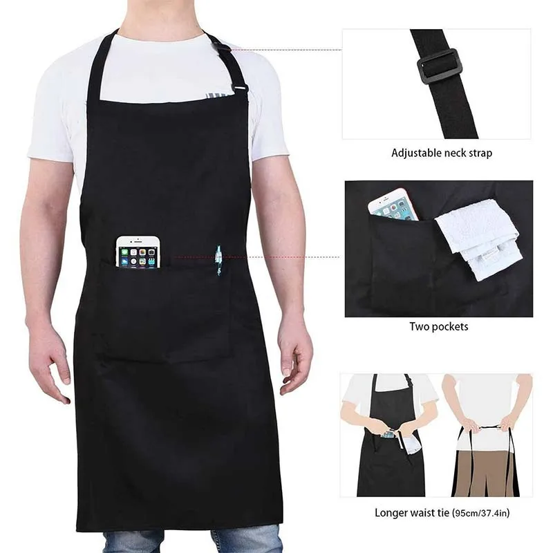 Benutzer definierte Logo Stickerei drucken wasserdichte Frau Männer Küchenchef Arbeit Grill Restaurant Barshop Cafés Schönheit Nägel Studios Schürze – Detail 11