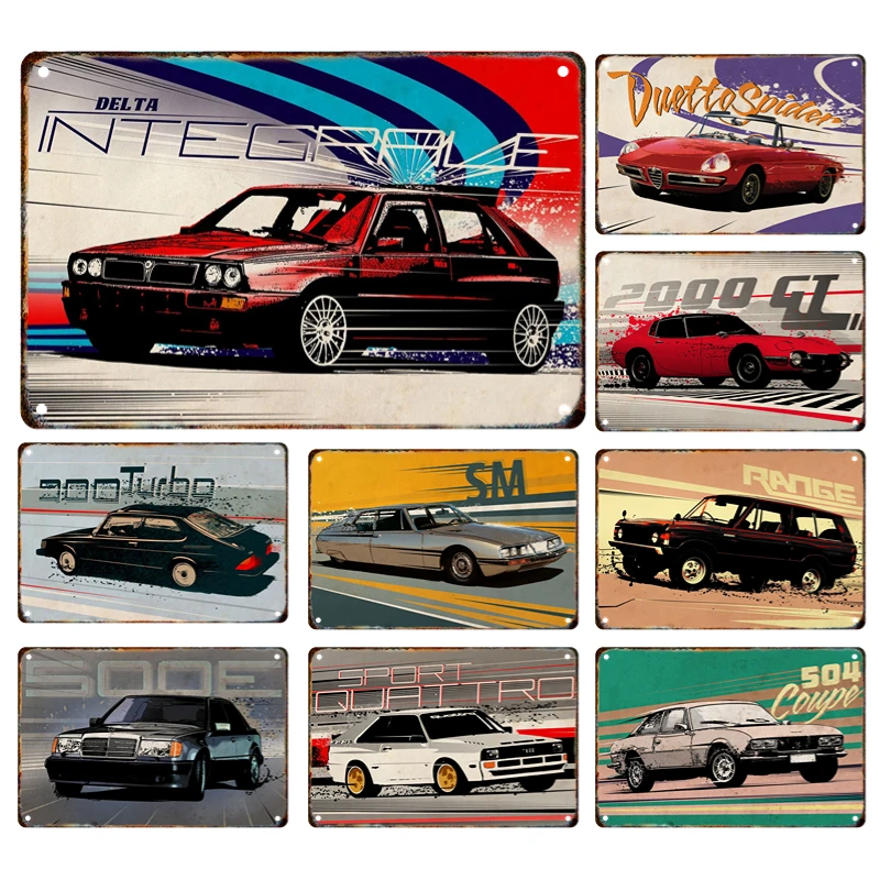 Vintage Old-Fashioned Car Metal Signage Tin Painting Cartellone Casa Soggiorno Garage Club Man Cave Wall Art Decor Poster Board