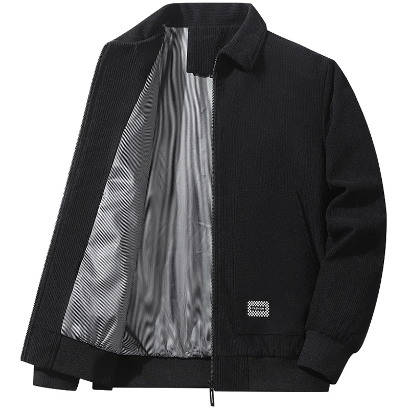 Jacket Mens spring autumn New thin mens jacket Solid color Corduroy Fleece Jackets business casual coat Men's coats M-5XL 2422