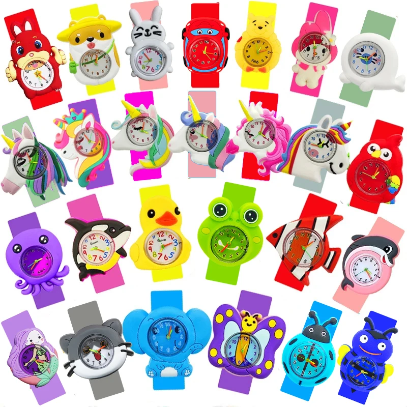 

Cartoon Animal Kids Quartz Watches Baby Learn Look Time Toy Clock Children Slap Watch for Boys Girls Christmas Birthday Gift