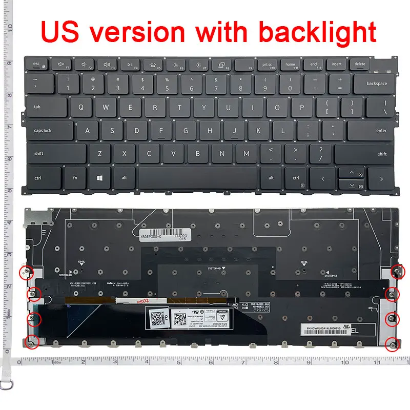 Nuova Tastiera Usa/Ru Per Laptop Dell Xps 13 9300 13-9300 Con Retroilluminazione