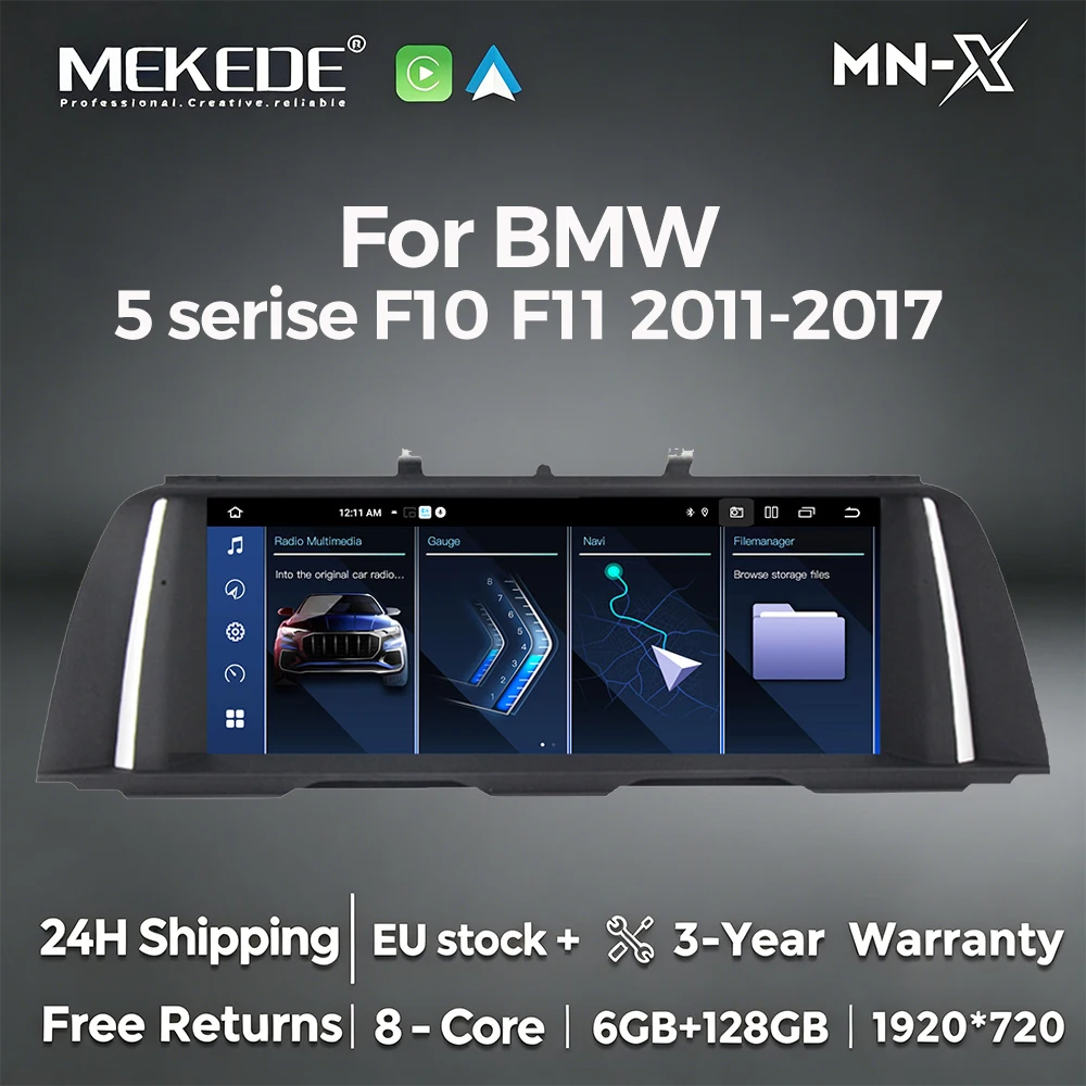 MEKEDE Radio para Auto de 10.25 Pulgadas, Android 15, Reproductor Multimedia para BMW Serie 5 F10 F11 2011 2012-2017 CIC NBT 4G WIFI DSP BT CarPlay Inalámbrico, Android Auto, Navegación GPS, Sistema Dual, Mantiene la Información Original del Auto, Control del Volante, Idrive 1