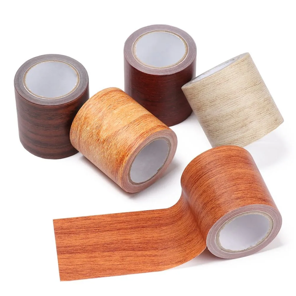 5M/Roll High Quality Self-adhesive Floor Repair Sticker Wood Grain Realistic Duct Tape Waterproof Skirting Line Home Decoration