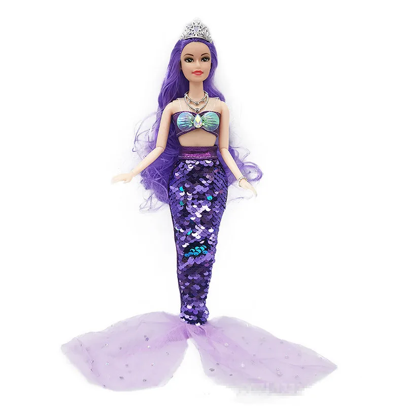 11 Inch Mermaid Doll Full Set Multi Joints Movable 30cm Height Doll with Sequin Skirt Suit Girls Dress Up Toys 4