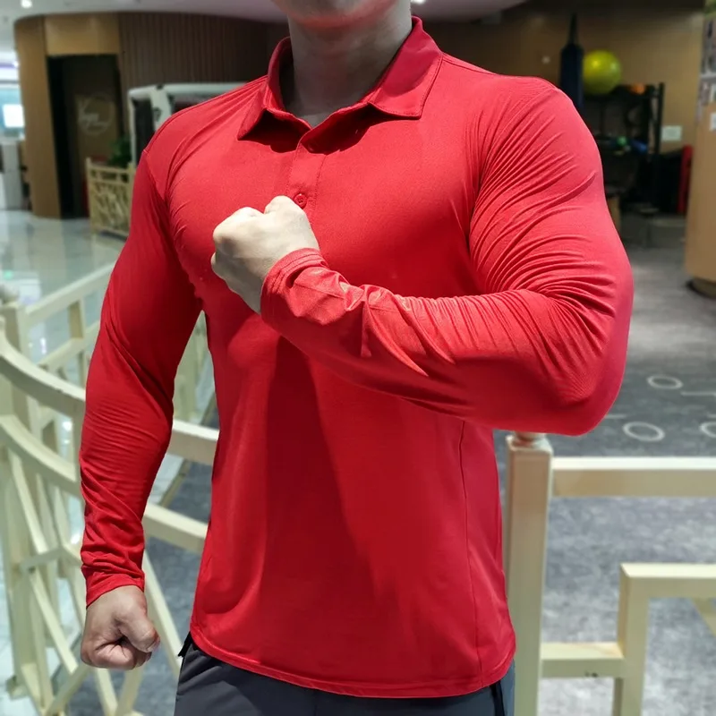 Long Sleeved Polo Men's Fitness T Shirt - Image 4