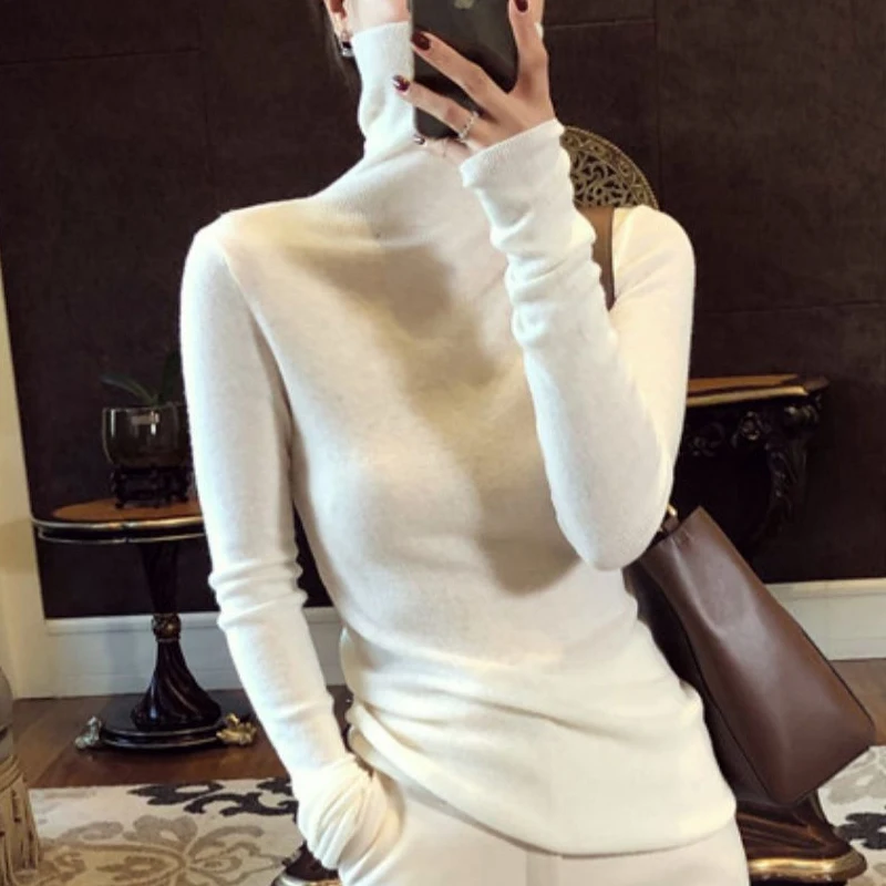 

Elegant Slim Knitted Tops 2023 Autumn Women Clothes Fashion Pullover Bottom Sweater Casual Loose Soft Pullover Pull Jumper 29172