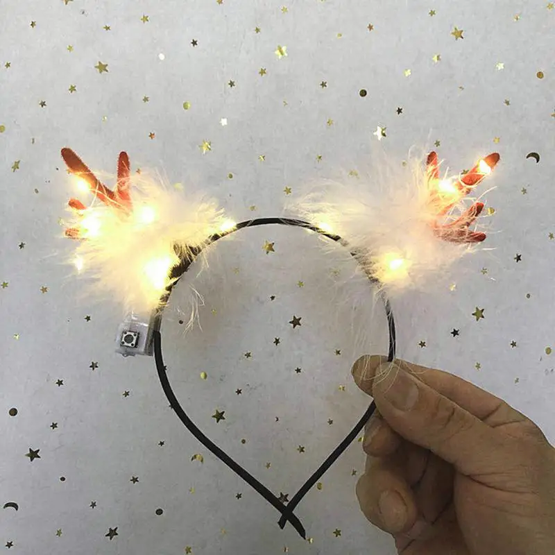 Christmas LED Hair Hoop Cute Christmas Headbands Festive Kids Headbands Glowing Antler Hairbands for christmas new year