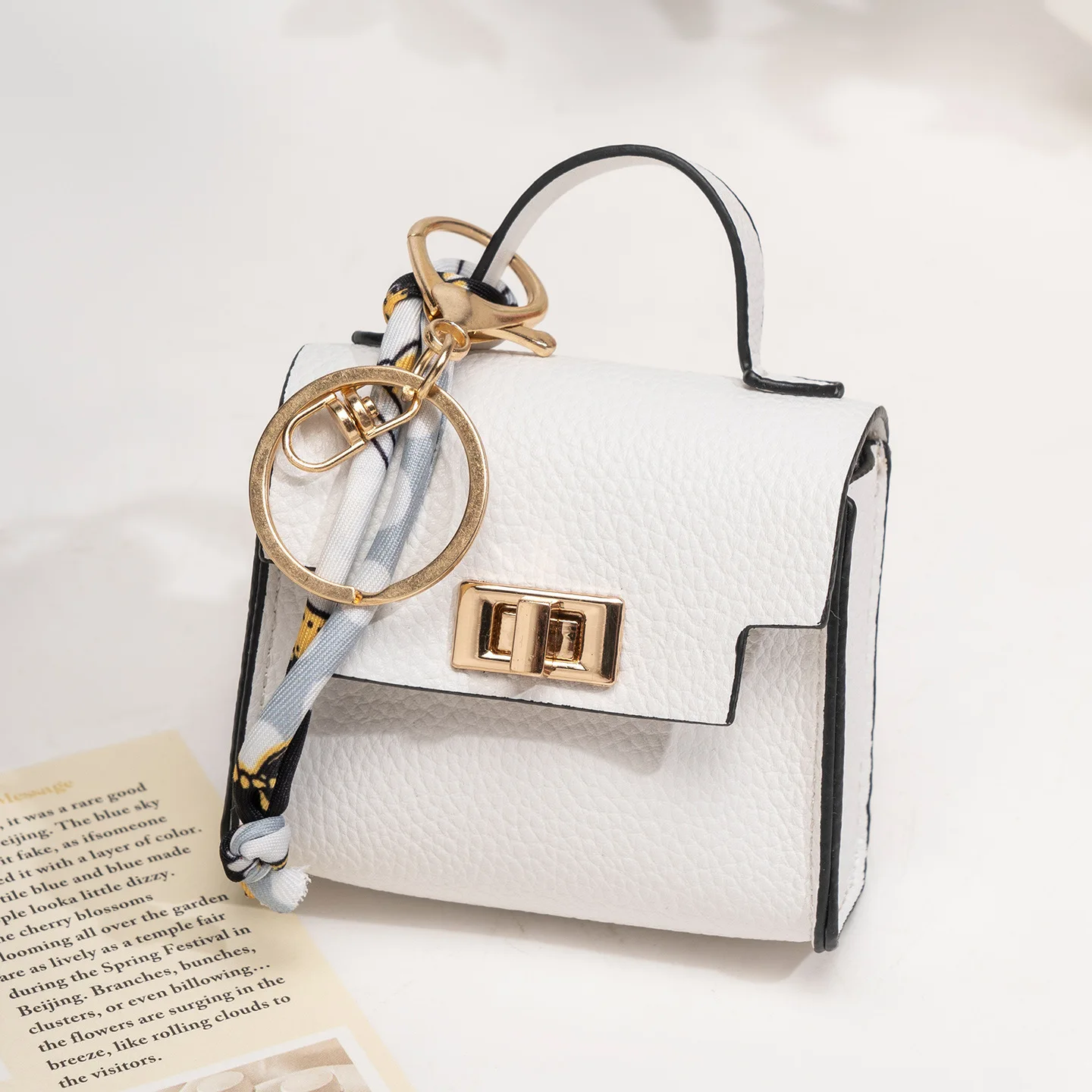 Mini Platinum Wallet: Luxury PU Material Keychain Lipstick & Earphone Bag with Pendant Charm