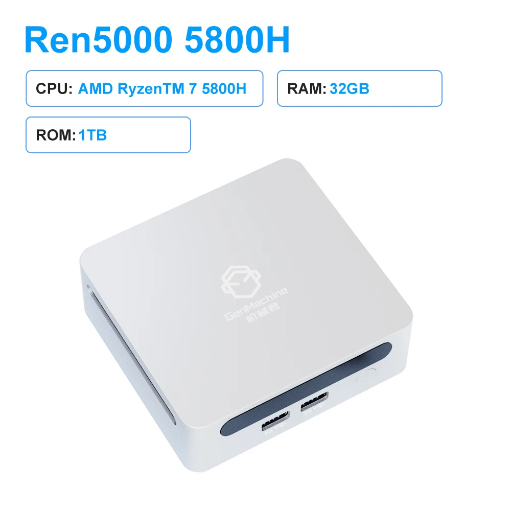 シルバーミニPC 32GB+1TB AMD 5800h GenMachine New AMD Ryzen 7 5800H