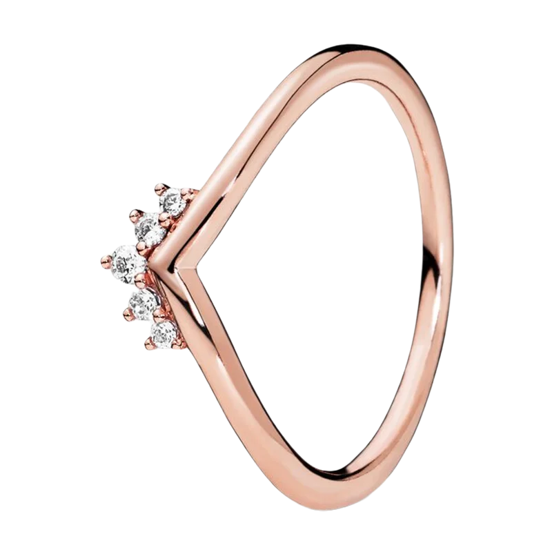 Rose Gold Bridal Sets Wedding Bands Couple Rings For Women Princess Tiara Wishbone String Of Bead Murano Glass Leaf Fine Jewelry