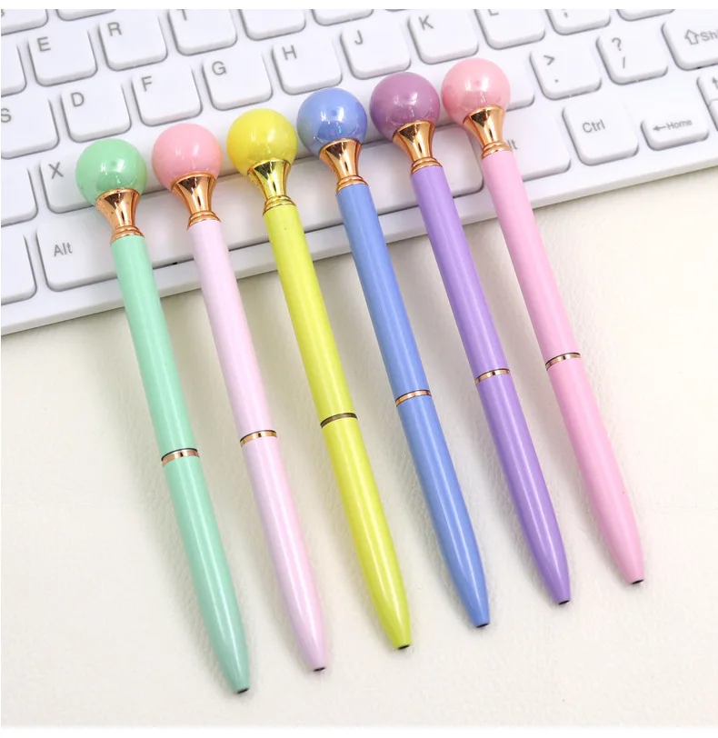 

50pcs Pearl Pen Korean Version of Student Stationery Metal Ballpoint Pen