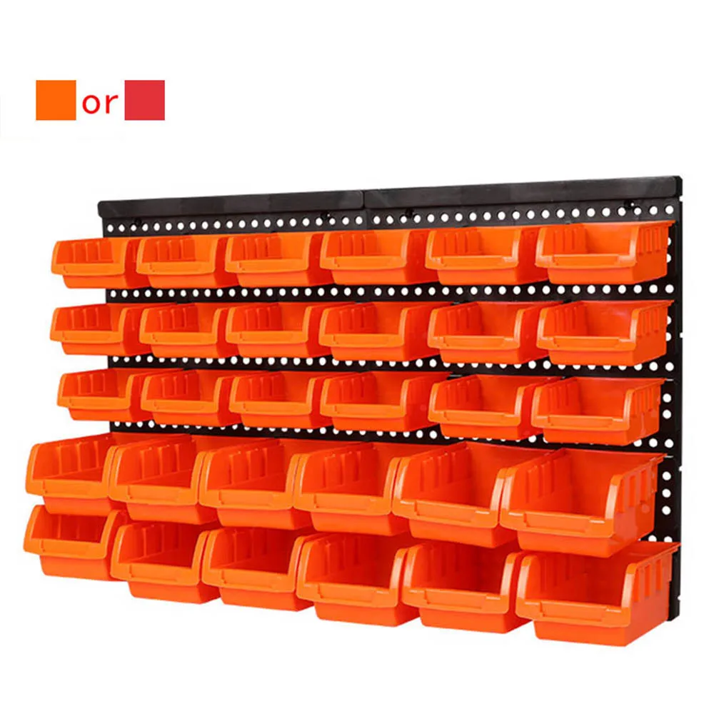 Contenitori a Bocca da Parete VEVOR 12 Pezzi in Plastica con 3 Binari Metallici, Scatole Impilabili per Viti Dadi Bulloni Ferramenta Officina Garage | Leroy Merlin