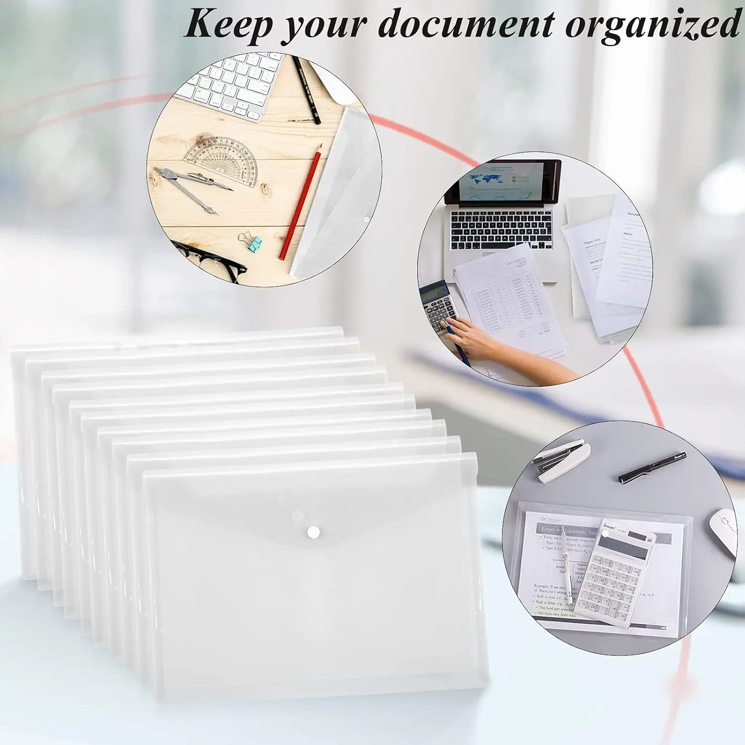 20 개/몫 투명 봉투 플라스틱 파일 가방 A5 문서 보관 가방 학생 대용량 계약 사무용품