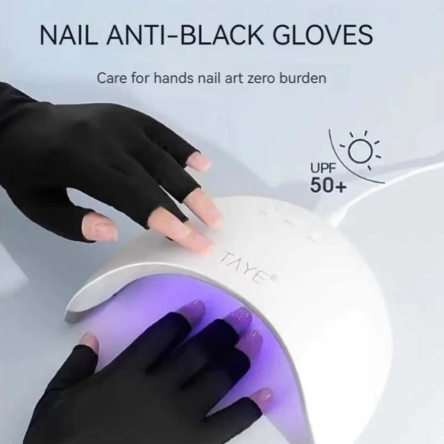 Nail Tools Anti-ultraviolet Uv Gloves Sun Black Half Exposed Fingertips  Phototherapy Gloves Short Section - AliExpress