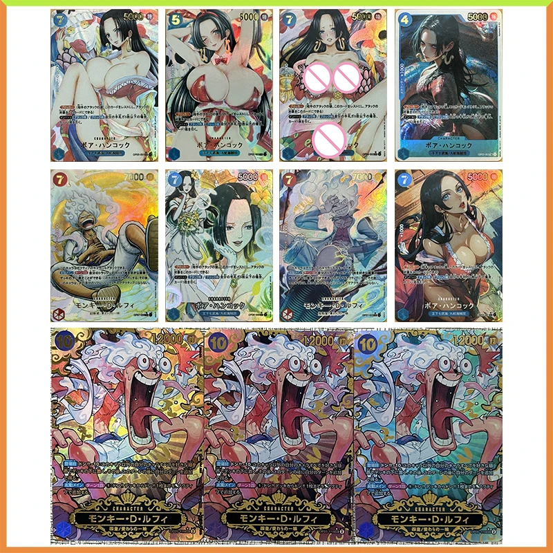 

Anime ONE PIECE DIY ACG Laser Refraction Foil Luffy Hancock Toy for boys Tabletop Battle Games Collectible Card Birthday Present