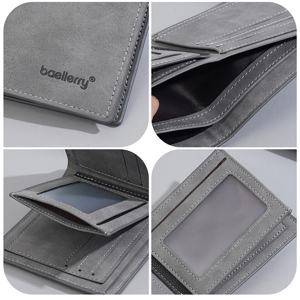 Personalized PU Wallet for Men Slim Front Pocket Zipper Coin Pocket Custom Initials RFID Blocking