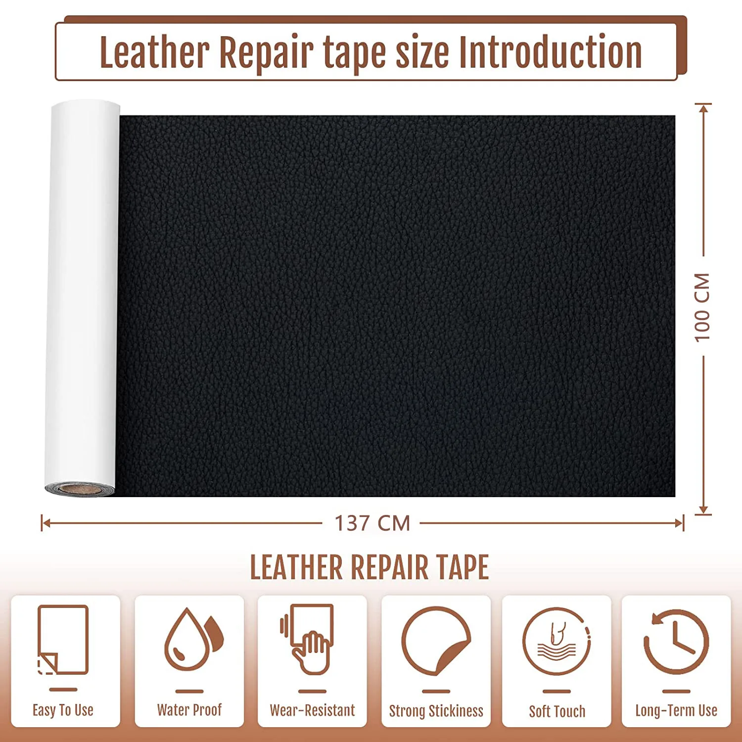 Furniture Shoes First Aid Patch Leather Patch DIY Black Self-Adhesive Leather Repair Tape For Sofa Repair Patches 100x137cm