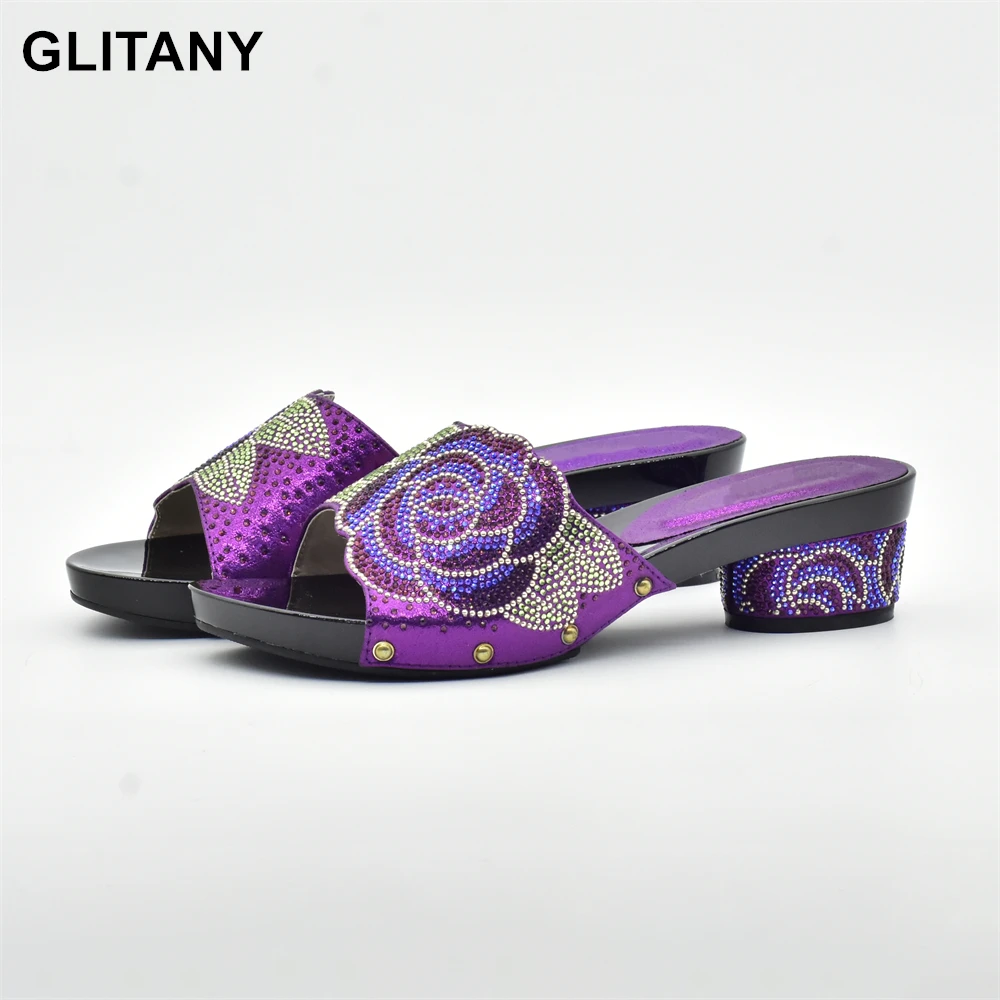 

Latest Italian Summer Women Shoes with Rhinestone Designer Shoes Women Luxury 2023 Slip on Shoes for Women Nigerian Style Shoes