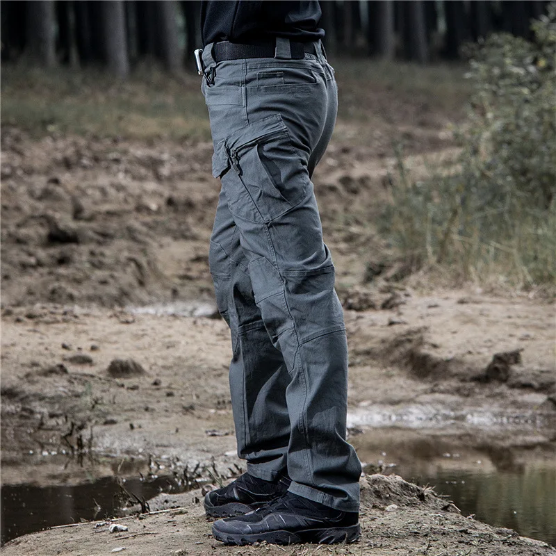 Factory Direct IX7 Camping Trousers Men Loose Outdoor Multi-pocket Overalls Cotton Stretch Cargo Pants Wear-resistant Jogger