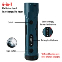 Mini tournevis électrique multifonction 4-en-1 rechargeable avec réglage, perceuse, outils de démontage et de réparation de couple 5