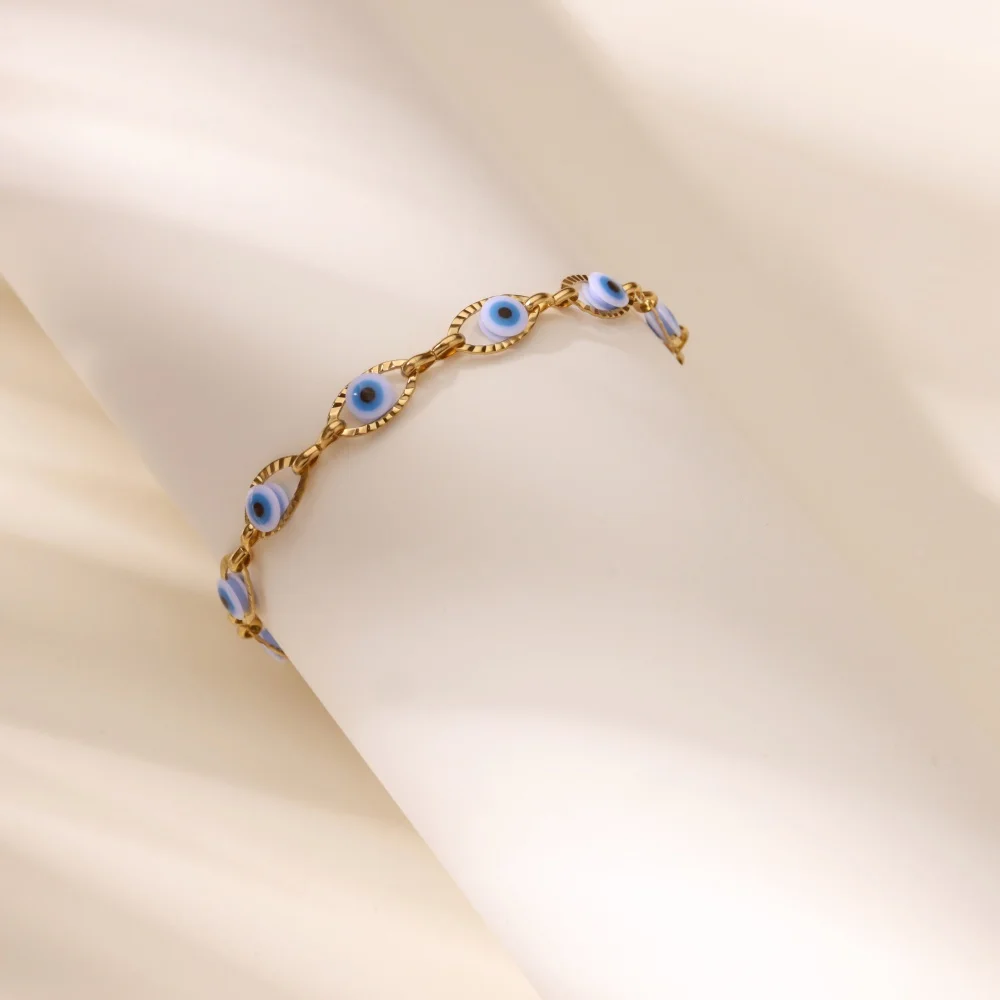 Colorful Stainless Steel Evil Eye Anklets For Women