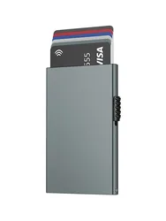 Sleek RFID-Blocking Minimalist Metal Card Holder Wallet (Grey)