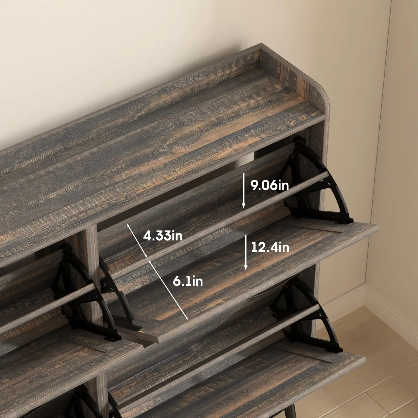 Vabches Shoe Storage Cabinet with 4 Flip Drawers