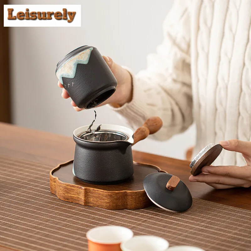 Hand-painted Rivers Mountains Tea Set Complete Set Boutique Tea Ceremony Set Teapot and Tea Cup Set Tea Services Ornaments Gifts