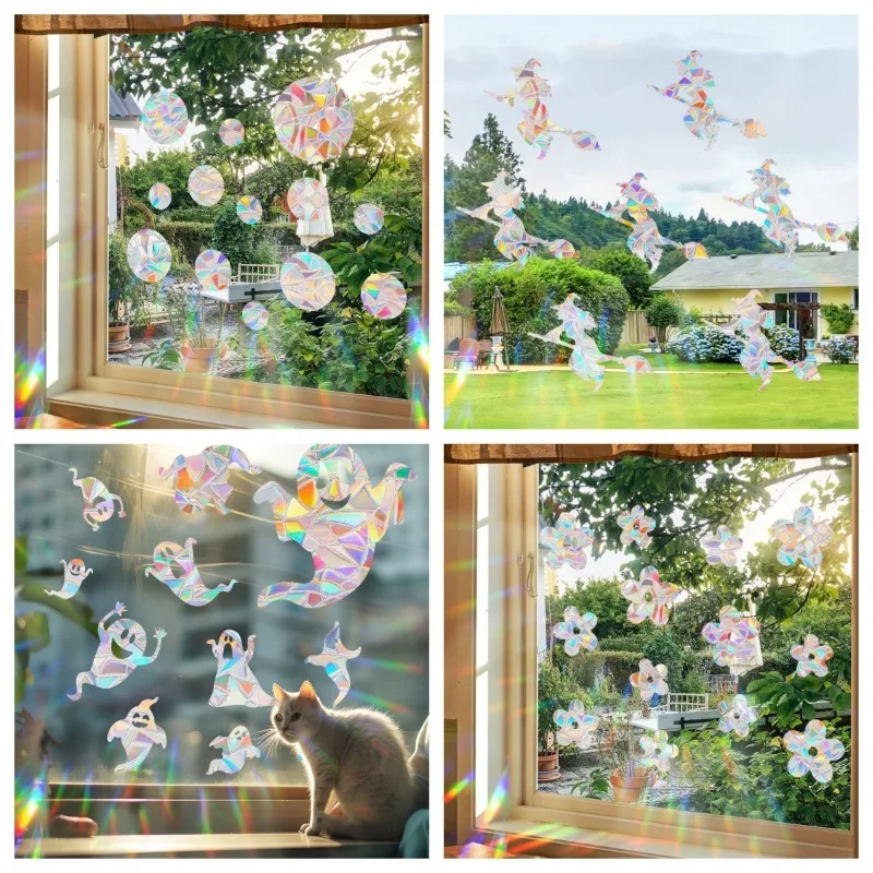 Wall Stickers 29 Stylels Rainbow Maker Sun Catcher Cat Bird Star Mushroom Moon Sun DIY Window Glass Electrostatic Prisms
