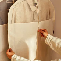 Luxury Thickened Cotton Linen Breathable Clothing Dust Cover Wardrobe Hanging Storage Bag Suit Coat Dress Dustproof Garment Bag 1