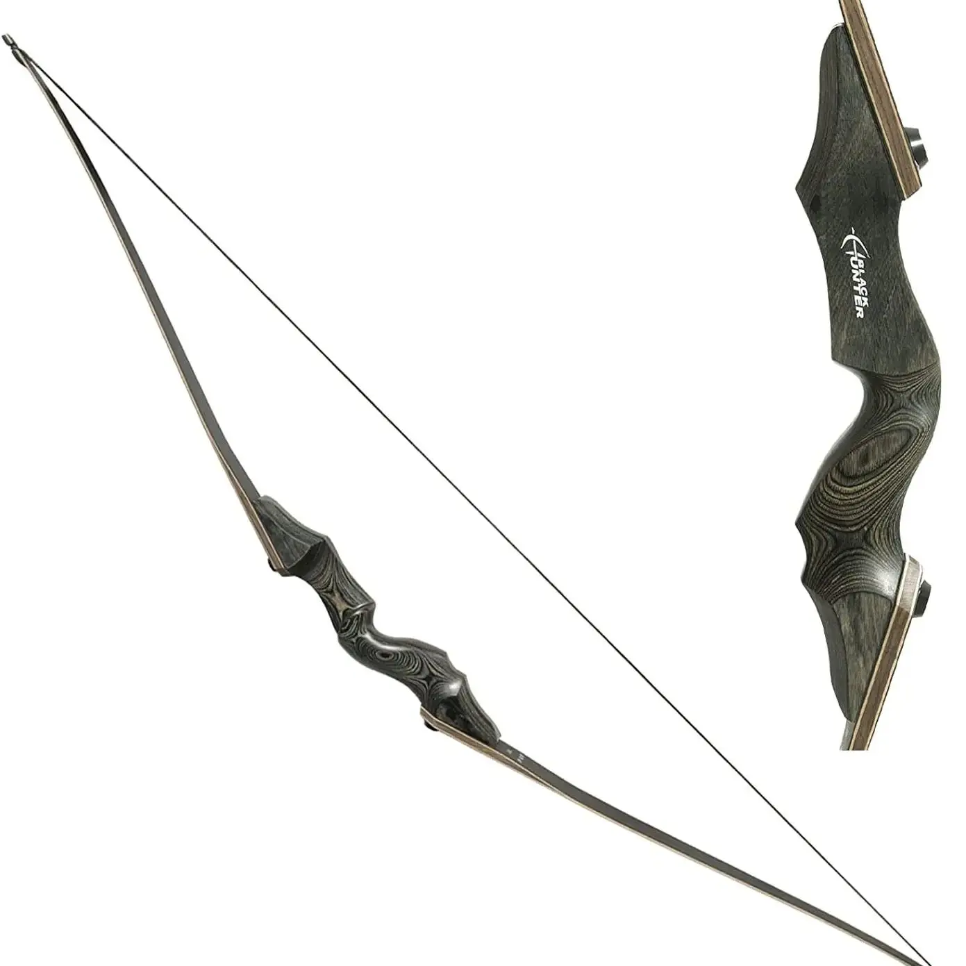 

Obert Black Hunter Archery Takedown Recurve Bow American Longbow Adult Right Hand Hunting Wood Bow 60",60lbs Target Practice