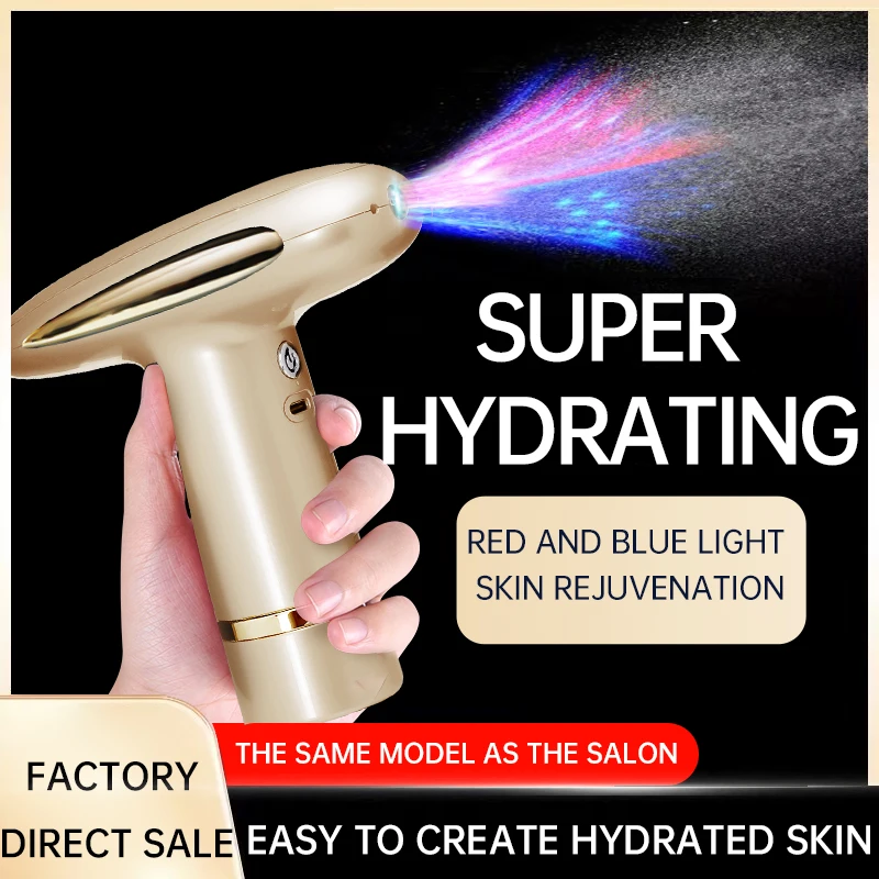 Red and blue light oxygen injector home face hydration spray gun nano essence import handheld instrument beauty salon dedicated
