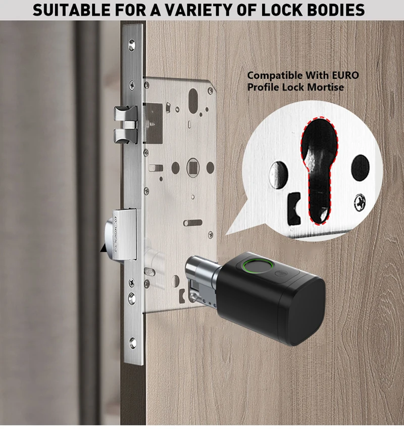 Tuya APP Fingerprint Cylinder Smart Door Lock Electronic Digital RFID Keypad Cod