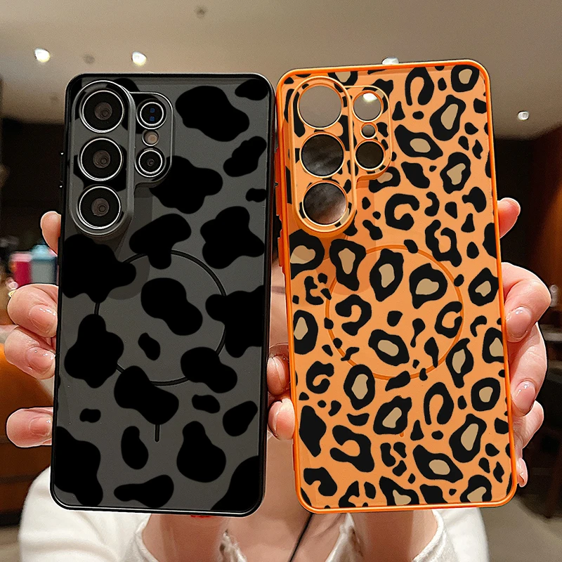 Brown Leopard Print Magnetic Phone Case Cover