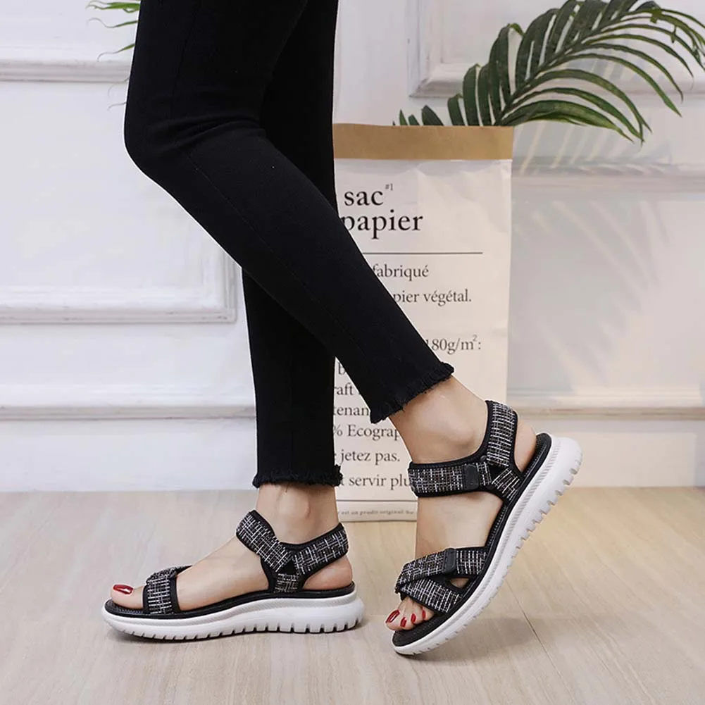 

Fashion Color Matching Sandals With Mini Stripes Breathable Comfortable Sandals For Party Daily Work