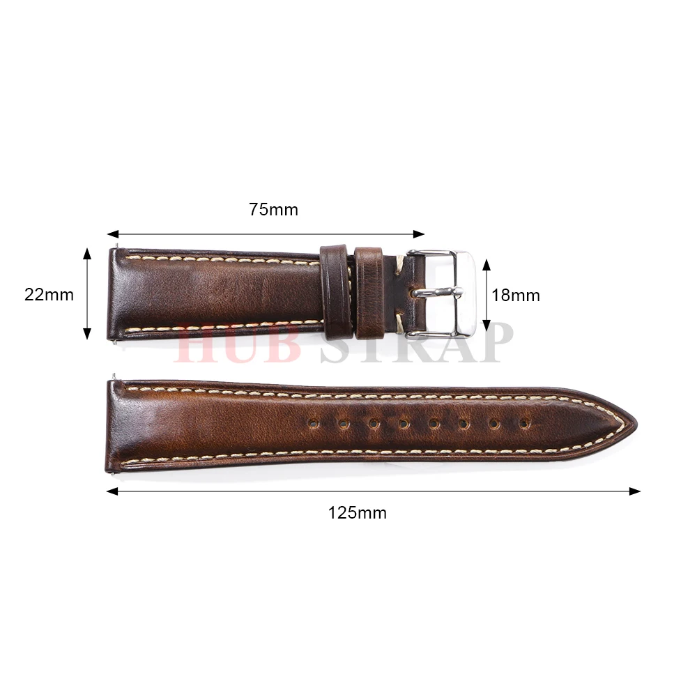 Timeless Brown Leather Watch Strap with Pin Buckle