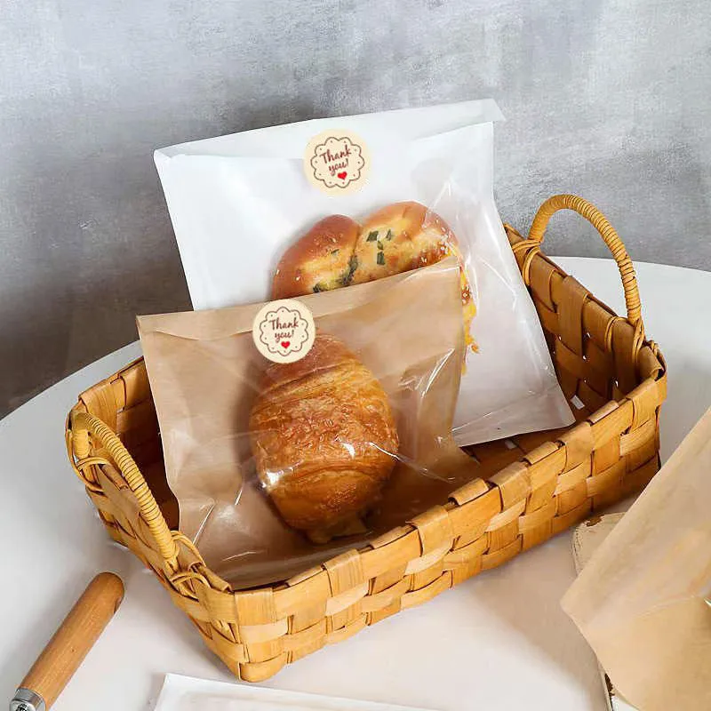 100/200PCS Kraft Paper Food Packaging Bags with Transparent Window, Heat Resistant Oil ... - SKU KPFB0958 - UGI Packaging