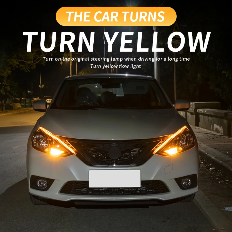 LED Car Lights 2pcs DRL Car Daytime Running Light Flexible Waterproof Strip Auto Headlights White Turn Signal Yellow Brake Flow Lights 12V