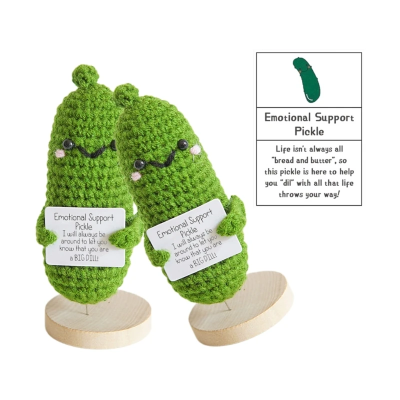 Handmade Emotional Support Pickled Cucumber Plush Toy Encouragement Card  Handmade Crochet Pickles Knitting Doll Ornament Gift - AliExpress